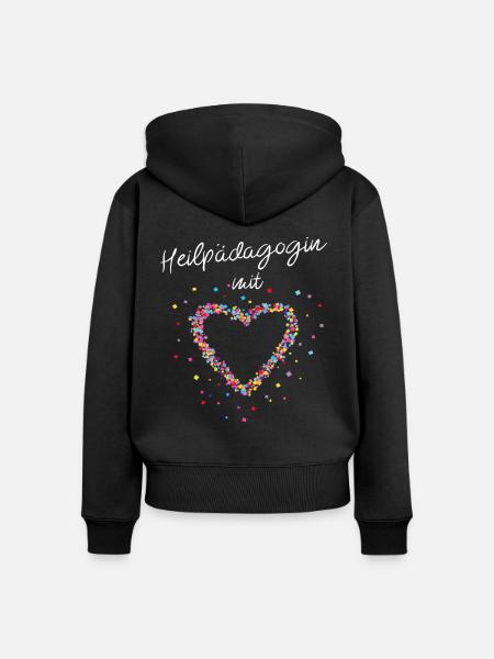 Heilpädagogin Mit Herz Sonderschule - Frauen Premium Bio Zip Hoodie - Schwarz