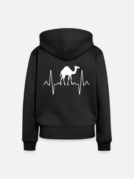 Dromedar Kamel Herzschlag - Frauen Premium Bio Zip Hoodie - Schwarz