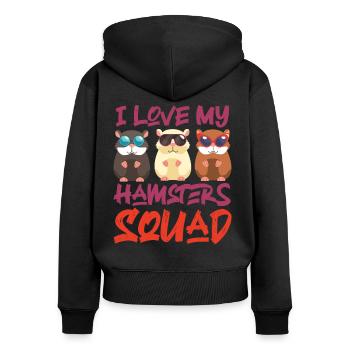 Cute Hamster I Love My Hamsters - Women's Premium Organic Zip Hoodie - black - Back - Julia (174cm)