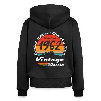 60. Geburtstag Original 1962 Vintage 1962 - Frauen Premium Bio Zip Hoodie - Schwarz - Hinten - Julia (174cm)