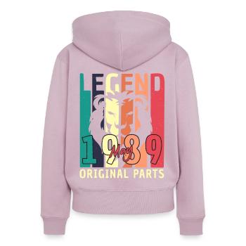 1989 Légende de mai - Sweat à capuche zippé Premium bio Femme - rose poudré - Dos - Julia (174cm)