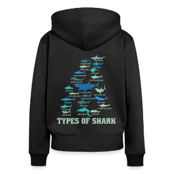 Shark - Frauen Premium Bio Zip Hoodie - Schwarz - Hinten - Julia (174cm)