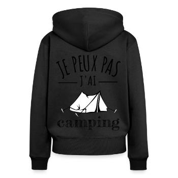 je peux pas j’ai camping humour campeur sport - Sweat à capuche zippé Premium bio Femme - noir - Dos - Julia (174cm)