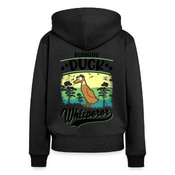 Running Duck Whisperer Laufente - Women's Premium Organic Zip Hoodie - black - Back - Julia (174cm)