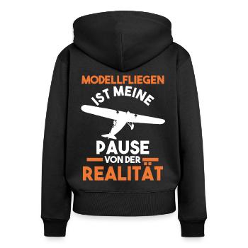 Modellflieger Modellflugzeug Modellfliegen - Frauen Premium Bio Zip Hoodie - Schwarz - Hinten - Julia (174cm)