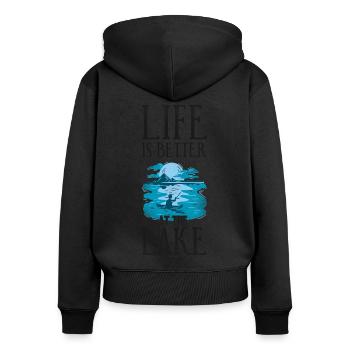 Canoe Canoeing Vintage Life Is - Women's Premium Organic Zip Hoodie - black - Back - Julia (174cm)