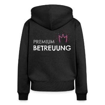 Premium Betreuung Betreuerin MFA - Frauen Premium Bio Zip Hoodie - Schwarz - Hinten - Julia (174cm)