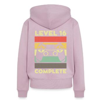 Level 16 Complete 16 Jahre 16. Geburtstag - Frauen Premium Bio Zip Hoodie - Altrosa - Hinten - Julia (174cm)