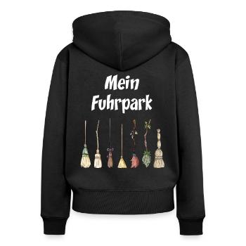 Halloween Hexen Mama Mein Fuhrpark Shirt - Frauen Premium Bio Zip Hoodie - Schwarz - Hinten - Julia (174cm)