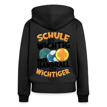 Kinder Handball Geschenk Handballer Sport Spieler - Frauen Premium Bio Zip Hoodie - Schwarz - Hinten - Julia (174cm)
