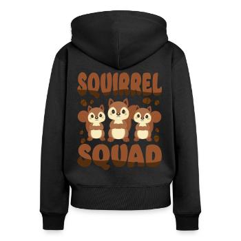 Squirrel Acorn Squirrel Squad - Frauen Premium Bio Zip Hoodie - Schwarz - Hinten - Julia (174cm)