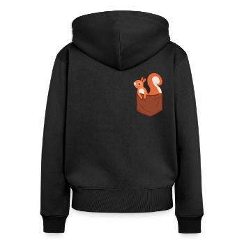 Squirrel Acorn Pocket - Women's Premium Organic Zip Hoodie - black - Back - Julia (174cm)
