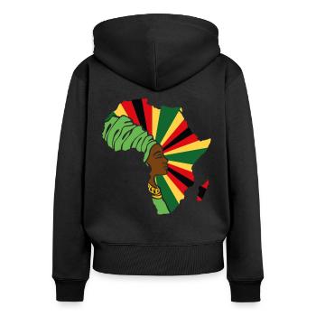 Zimbabwe Zim Zimbabwe Afrique Drapeau Noir Patrimoine - Sweat à capuche zippé Premium bio Femme - noir - Dos - Julia (174cm)