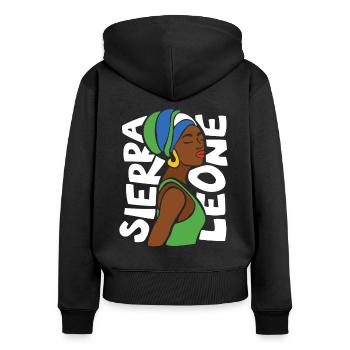 Sierra Leone Freetown Colors Flag Black Heritage - Women's Premium Organic Zip Hoodie - black - Back - Julia (174cm)