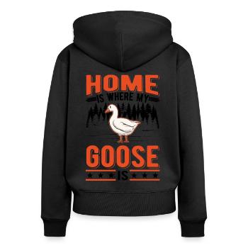 Home is where my Goose is Gänse Gans - Frauen Premium Bio Zip Hoodie - Schwarz - Hinten - Julia (174cm)