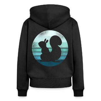 Écureuil Gland Rétro Vintage - Sweat à capuche zippé Premium bio Femme - noir - Dos - Julia (174cm)