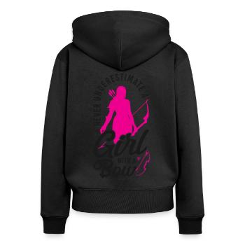 Archery Bow Archer Girl Vintage - Women's Premium Organic Zip Hoodie - black - Back - Julia (174cm)