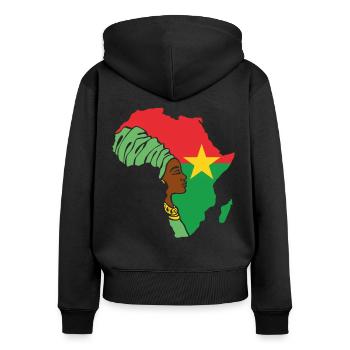 Burkina Faso Flagge Fahne Afrika Ethnic Heritage - Frauen Premium Bio Zip Hoodie - Schwarz - Hinten - Julia (174cm)