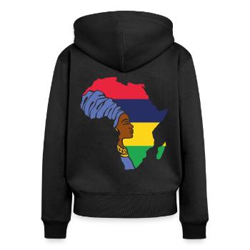 Mauritius Flag Flag Africa Ethnic Souvenir - Women's Premium Organic Zip Hoodie - black - Back - Julia (174cm)