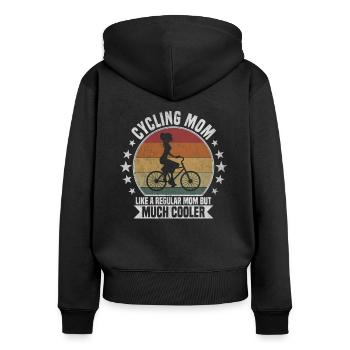 Cycling mom - Women's Premium Organic Zip Hoodie - black - Back - Julia (174cm)
