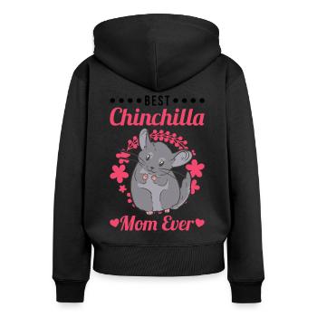 Best Chinchilla Mom Ever - Frauen Premium Bio Zip Hoodie - Schwarz - Hinten - Julia (174cm)