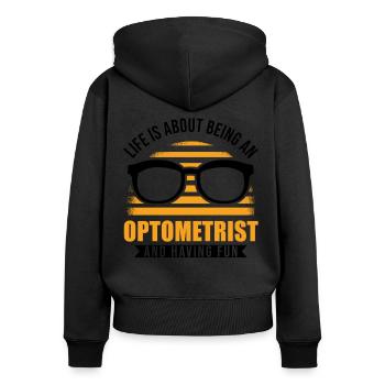 Optiker Optometrist Augenoptiker - Frauen Premium Bio Zip Hoodie - Schwarz - Hinten - Julia (174cm)