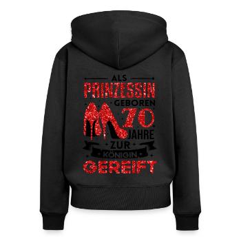 70. Geburtstag Frau 70 Jahre Geschenk - Frauen Premium Bio Zip Hoodie - Schwarz - Hinten - Julia (174cm)