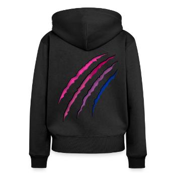 Bisexuel Bi Pride Flag Scratch - Sweat à capuche zippé Premium bio Femme - noir - Dos - Julia (174cm)