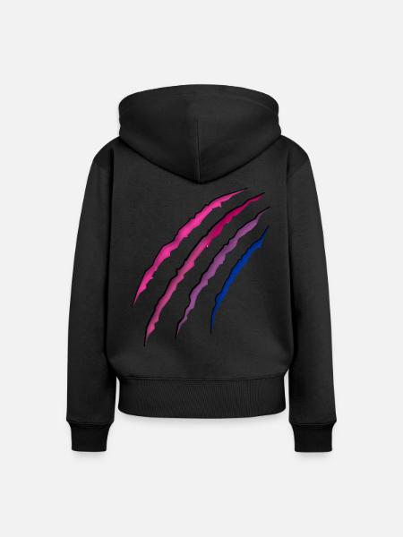 Bisexual Bi Pride Flag Scratch - Premium økologisk hoodie med lynlås til kvinder - sort