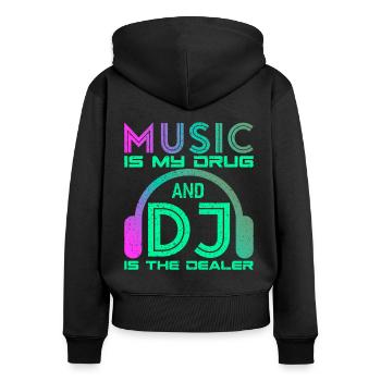 DISC JOCKEY - Women's Premium Organic Zip Hoodie - black - Back - Julia (174cm)