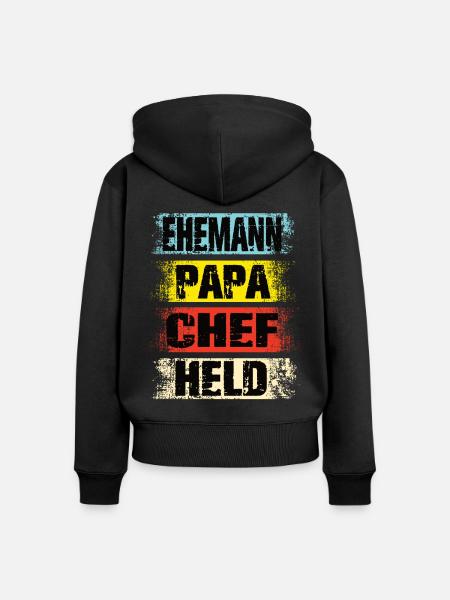 Ehemann Papa Chef Held - Frauen Premium Bio Zip Hoodie - Schwarz