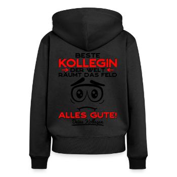 Abschied Kollegin Abschiedsgeschenk Jobwechsel - Frauen Premium Bio Zip Hoodie - Schwarz - Hinten - Julia (174cm)