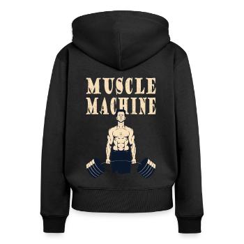 Strongman Muscle Machine Fitness Bodybuilding - Women's Premium Organic Zip Hoodie - black - Back - Julia (174cm)