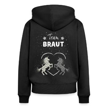 Team Braut Hochzeit Unicorn Bachelorette - Frauen Premium Bio Zip Hoodie - Schwarz - Hinten - Julia (174cm)