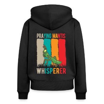 Praying Mantis Whisperer Gottesanbeterin - Women's Premium Organic Zip Hoodie - black - Back - Julia (174cm)