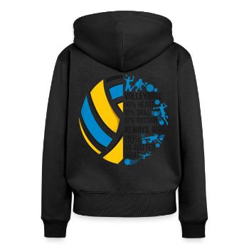 Joueur de volleyball Équipe Vintage - Sweat à capuche zippé Premium bio Femme - noir - Dos - Julia (174cm)
