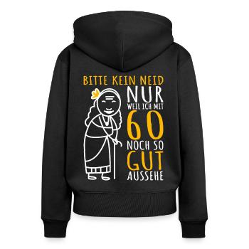 60. Geburtstag Frau 60er Ich bin 60 Jahre alt Dame - Frauen Premium Bio Zip Hoodie - Schwarz - Hinten - Julia (174cm)