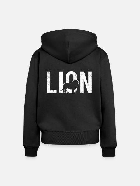 Löwe lion - Frauen Premium Bio Zip Hoodie - Schwarz