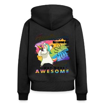 Aunticorn Einhorn für Tante und Patentante - Frauen Premium Bio Zip Hoodie - Schwarz - Hinten - Julia (174cm)