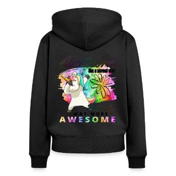 Aunticorn Einhorn für Tante und Patentante - Frauen Premium Bio Zip Hoodie - Schwarz - Hinten - Julia (174cm)