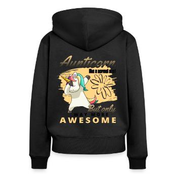 Aunticorn Einhorn für Tante und Patentante - Frauen Premium Bio Zip Hoodie - Schwarz - Hinten - Julia (174cm)