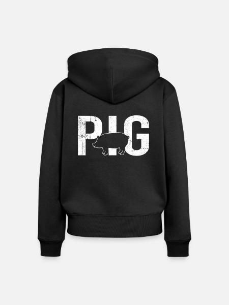 Schwein pig - Frauen Premium Bio Zip Hoodie - Schwarz