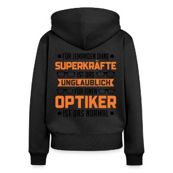 Optiker Superkraft Augenoptiker - Frauen Premium Bio Zip Hoodie - Schwarz - Hinten - Julia (174cm)
