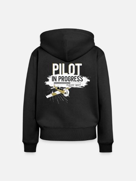 Airplane Pilot Future Pilot - Frauen Premium Bio Zip Hoodie - Schwarz