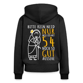 54. Geburtstag Frau 54er Ich bin 54 Jahre alt Dame - Frauen Premium Bio Zip Hoodie - Schwarz - Hinten - Julia (174cm)
