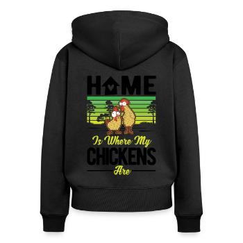 Chickens Home Chicken Chicken Chicken - Women's Premium Organic Zip Hoodie - black - Back - Julia (174cm)