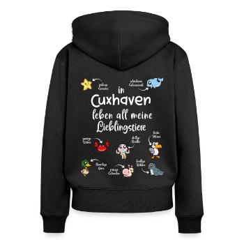 Meine Lieblingstiere in Cuxhaven - Frauen Premium Bio Zip Hoodie - Schwarz - Hinten - Julia (174cm)