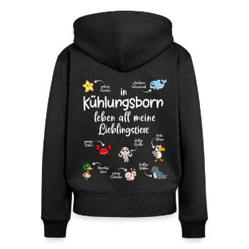 Meine Lieblingstiere in Kühlungsborn - Frauen Premium Bio Zip Hoodie - Schwarz - Hinten - Julia (174cm)