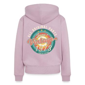 Juni 1973 Limitiert - Frauen Premium Bio Zip Hoodie - Altrosa - Hinten - Julia (174cm)