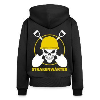 Straßenwärter Bauhof Straßenmeisterei - Frauen Premium Bio Zip Hoodie - Schwarz - Hinten - Julia (174cm)